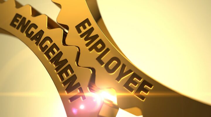 Employee Engagement on the Golden Gears. 3D.